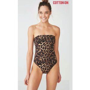 strapless cheetah swimsuit